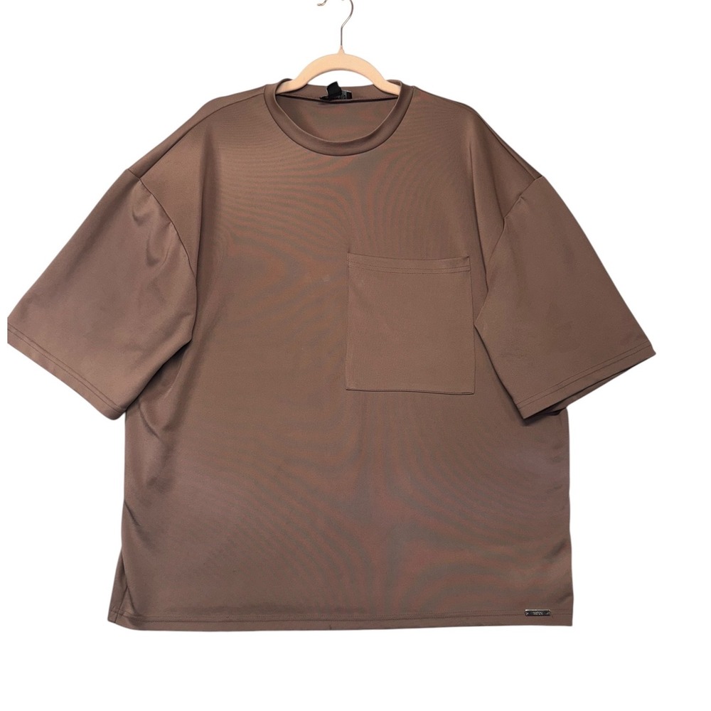 boohooMAN Mens Oversized Pocket T-Shirt Mauve Brown Size M Streetwear Casual‎